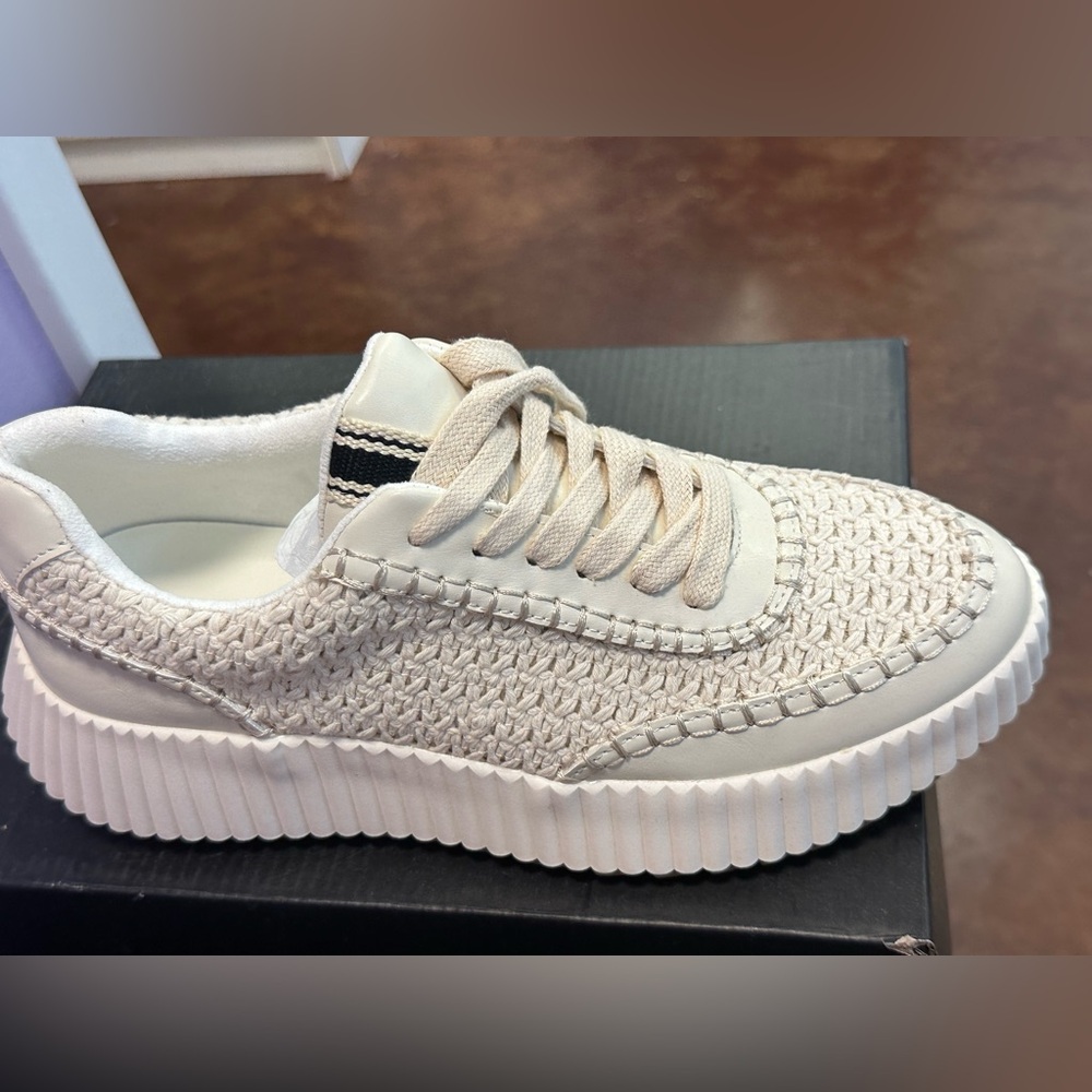 ShuShop Cream Sneakers Modern Knit Design